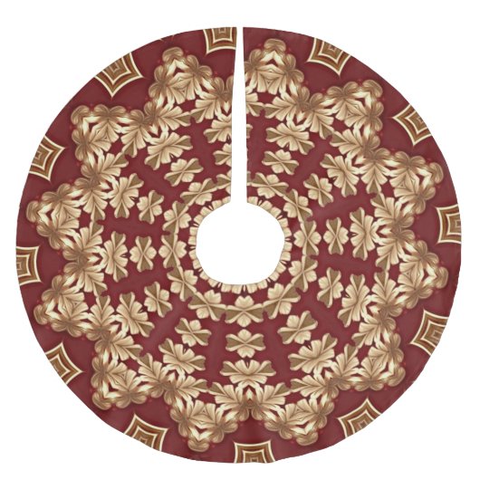 Rotgold-Feiertags-Weihnachtsrock Polyester Weihnachtsbaumdecke (Vorderseite)