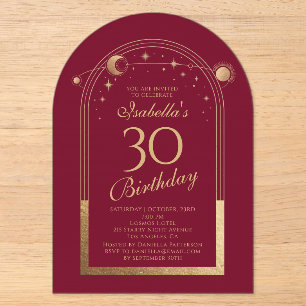 Rotgold Himmels-30. Geburtstag Acryleinladungen