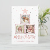 Rotgold | Moderne frohe Weihnachten 3 Foto (Stehend Vorderseite)