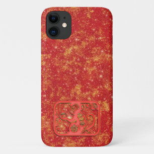Rotgold Mond- Chinesisches Neujahr-Zodiak-Affe Case-Mate iPhone Hülle