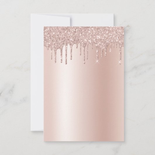 Rotgold | Pink Sparkle Glitzer Foil Babydusche Einladung (Rückseite)