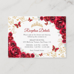 Rotgold Quinceanera-Empfangsdetails Begleitkarte