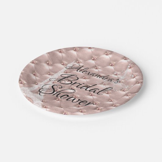 Rotgold | Rosa-Brautparty Pappteller (Schrägansicht)