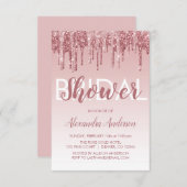 Rotgold | Rosa Sparkle Glitzer Brautparty Einladung (Vorne/Hinten)