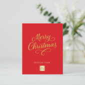 Rotgold-Schrift Geschäft-Logo Weihnachtskarte (Stehend Vorderseite)