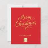 Rotgold-Schrift Geschäft-Logo Weihnachtskarte (Vorderseite)