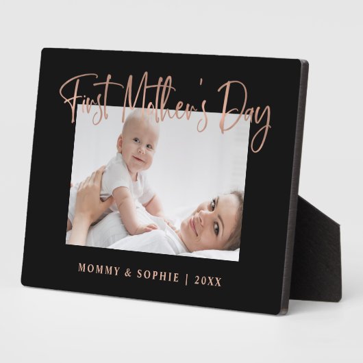 Rotgold | Script First Mother's Day Foto Fotoplatte (Seite)