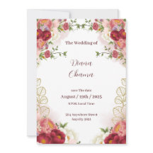 Rotgold Wasserfarbe Floral Save-the-Date-Einladung