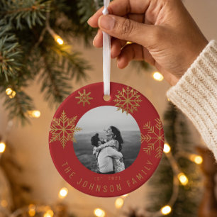 Rotgold-Weihnachtsgeschenk für Neuvermählte Ornament Aus Glas