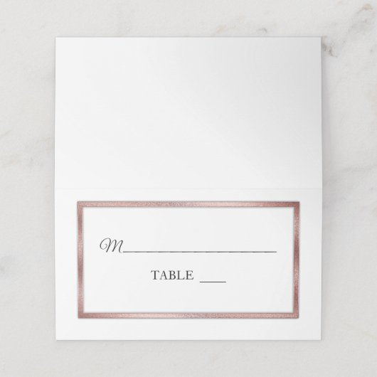 Rotgold | White Simple Elegante Platzkarten (Außenseite Aufgefaltet)