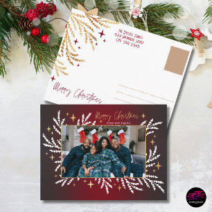 Rotgoldene Festliche Weihnachts-Fotorahmen Feiertagspostkarte