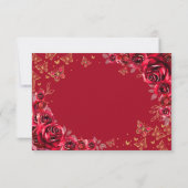 Rotgoldene Florale Quinceanera Dankeskarte (Rückseite)