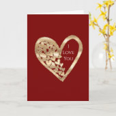 Rotgoldene Herzen Liebe Karte (Gelbe Blume)