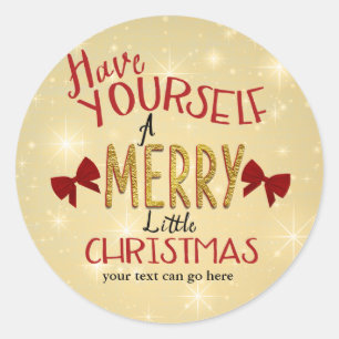 Rotgoldene Schleife Weihnachtskarte Feiertags-Aufk Runder Aufkleber