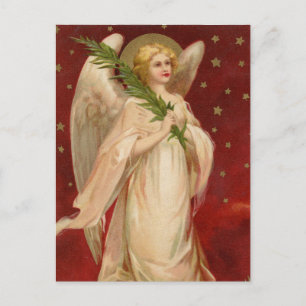 Rotgoldene viktorianische Weihnachtsengel Postkarte