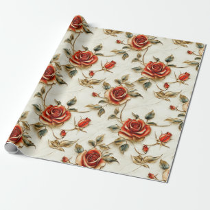 Rotgoldene Vintage-Rosen Geschenkpapier