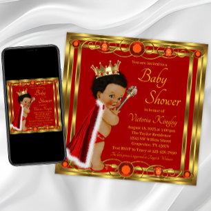 Rotgoldener Afro Prinz Baby Shower Einladung