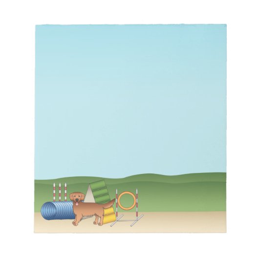 Rotgoldener Retriever mit Agility-Ausrüstung Notizblock (Vorderseite)