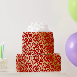 Rotgoldenes orientalisches Muster elegant Geschenkpapier