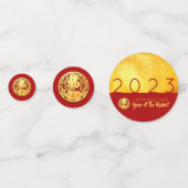 Rotgoldkaninchen-Papierschnitt 2023 Goldenes Party Konfetti (Vorderseiten)