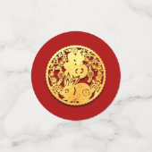 Rotgoldkaninchen-Papierschnitt 2023 Goldenes Party Konfetti (Klein Vorderseite)