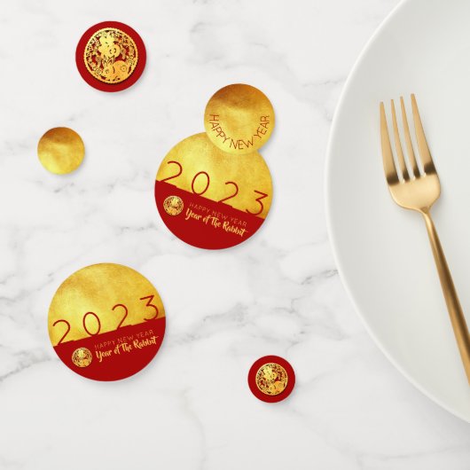 Rotgoldkaninchen-Papierschnitt 2023 Goldenes Party Konfetti (Gruppe)