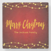 Rotgoldsternfamilie monogramm steinuntersetzer (Vorderseite)