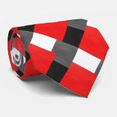 Rotgrauer, geometrischer und weißer Farbblock Krawatte (Gerollt)