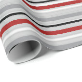 Rotgraues schwarzes Streifenpapier Geschenkpapier (Rolleneckpunkt)