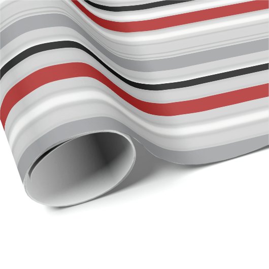 Rotgraues schwarzes Streifenpapier Geschenkpapier (Rolleneckpunkt)