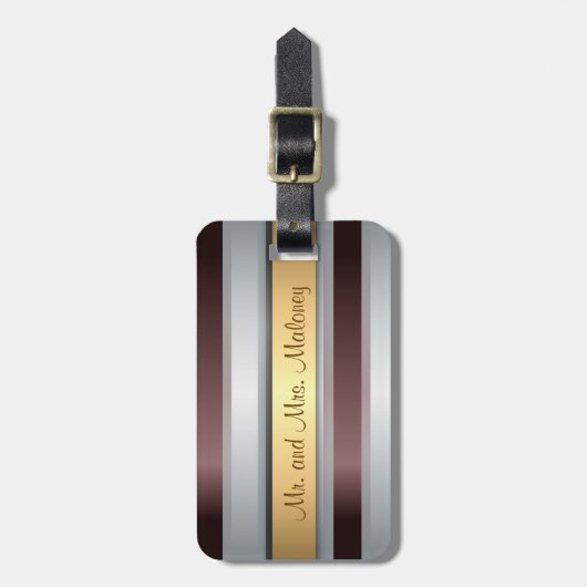 Rotgraues Streifenmuster Gepäckanhänger (Vorderseite vertikal)