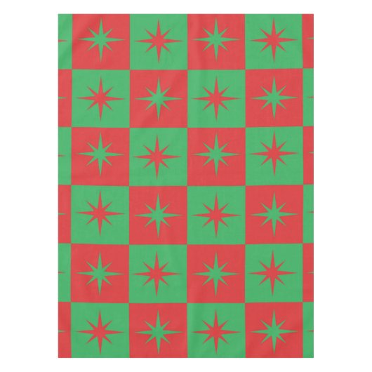 Rotgrün karierte atomare Weihnachtsfeiertage Stern Tischdecke (Vorderseite)