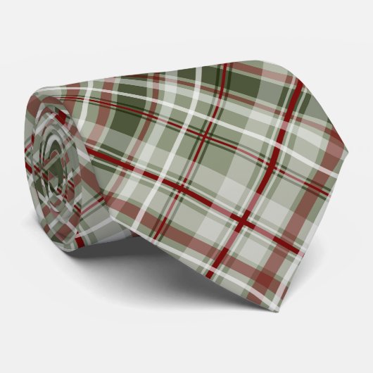 Rotgrün und Weiß Weihnachten kariert Krawatte (Gerollt)
