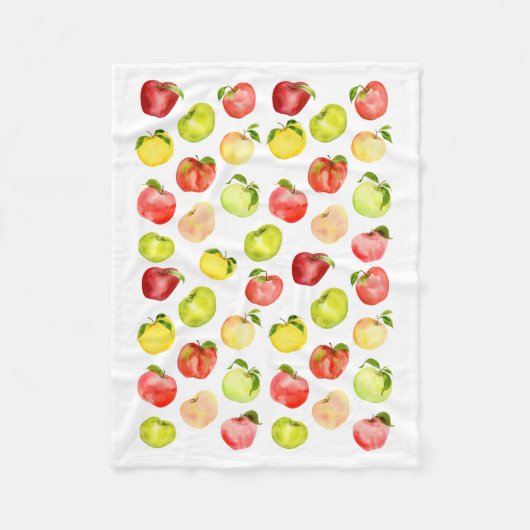 Rotgrüne Apfelillustrierung Aquarellfarben Herbst Fleecedecke (Vorderseite)