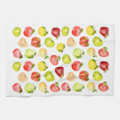 Rotgrüne Apfelillustrierung Aquarellfarben Herbst Geschirrtuch (Horizontal)