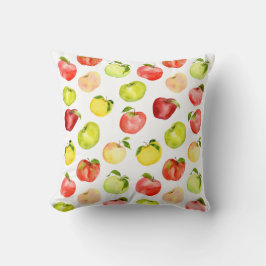 Rotgrüne Apfelillustrierung Aquarellfarben Herbst Kissen