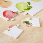 Rotgrüne Apfelillustrierung Aquarellfarben Herbst Puzzle (Seite)