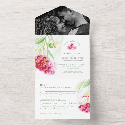 Rotgrüne Eukalyptusbrasse All In One Einladung (Innen Boden)