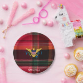 Rotgrüne Madras Jungfrau Pappteller (Party)