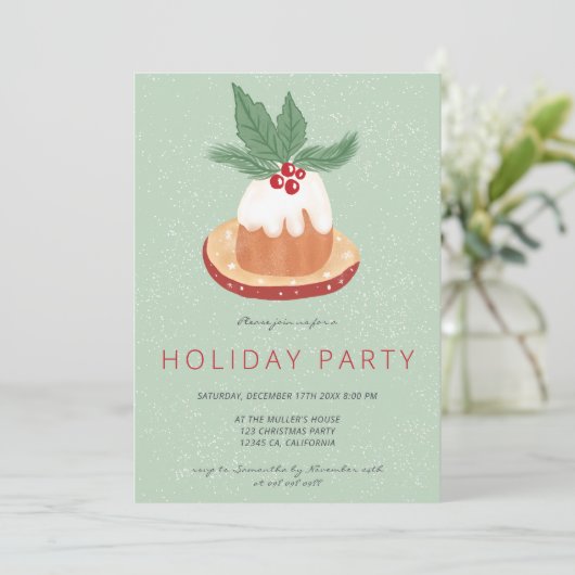 Rotgrüne Mistelkuchen rustikales Weihnachtskuchen Einladung (Stehend Vorderseite)