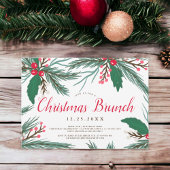 Rotgrüne Mistelkugel Aquarellfarben Weihnachtsbrun Einladung