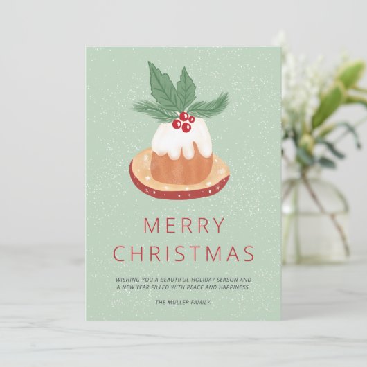Rotgrüne Mistletoe rustikal Frohe Weihnachtskuchen Karte (Stehend Vorderseite)