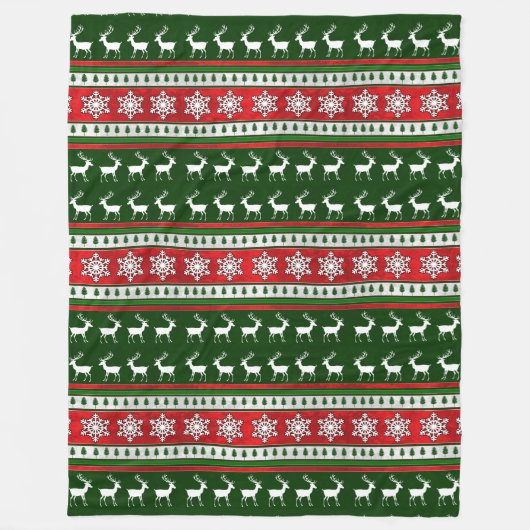 Rotgrüne Rentierschneeflocke mit großer Fleecedeck Fleecedecke (Vorderseite)
