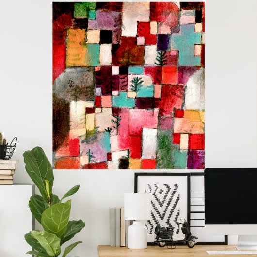 Rotgrüne und violett-gelbe Rhythmen Poster (Heimbüro)