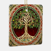 Rotgrüner Baum des Lebens keltischer Knoten Keramikornament (Rechts)
