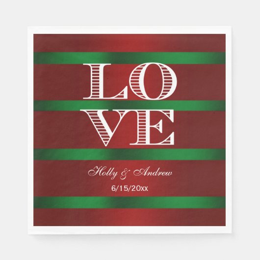 Rotgrüner Gradient, weiße LIEBE Napkins Serviette (Vorderseite)