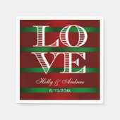 Rotgrüner Gradient, weiße LIEBE Napkins Serviette (Vorderseite)