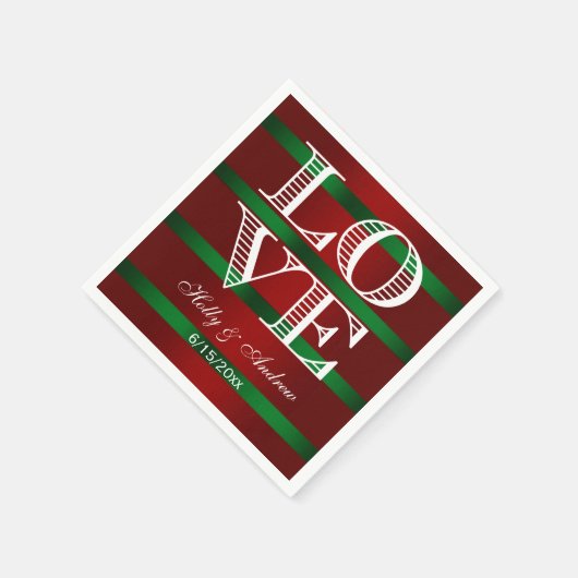 Rotgrüner Gradient, weiße LIEBE Napkins Serviette (Ecke)