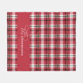 Rotgrüner Karo Tartan Drehbuch personalisiert Fleecedecke (Vorderseite (Horizontal))
