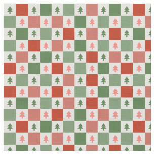 Rotgrüner Weihnachtsbaum Schachbrettmuster Stoff